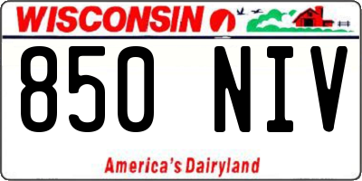WI license plate 850NIV