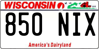 WI license plate 850NIX