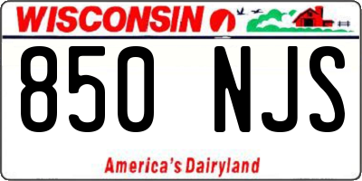 WI license plate 850NJS