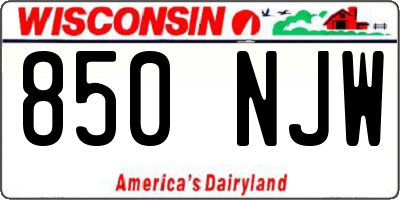 WI license plate 850NJW