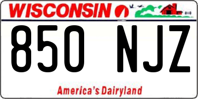 WI license plate 850NJZ