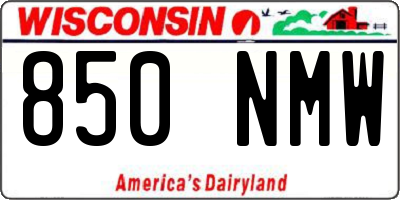 WI license plate 850NMW