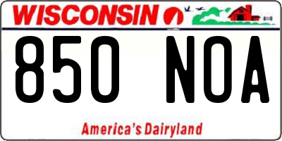 WI license plate 850NOA