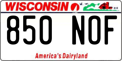 WI license plate 850NOF