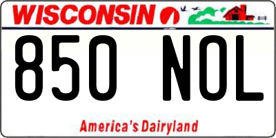 WI license plate 850NOL