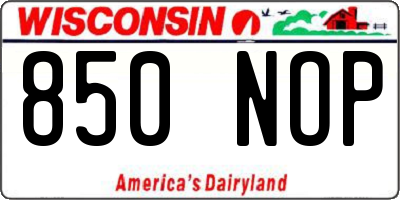 WI license plate 850NOP