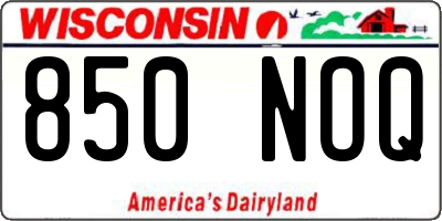 WI license plate 850NOQ