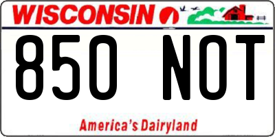 WI license plate 850NOT