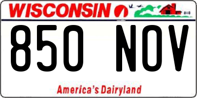 WI license plate 850NOV