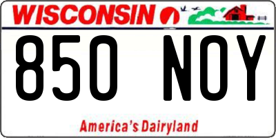 WI license plate 850NOY
