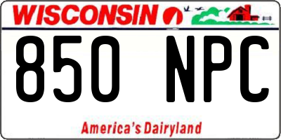 WI license plate 850NPC