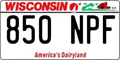 WI license plate 850NPF