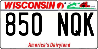 WI license plate 850NQK