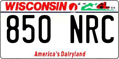 WI license plate 850NRC