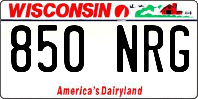 WI license plate 850NRG
