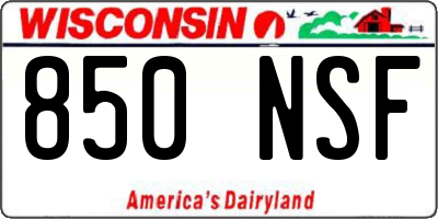 WI license plate 850NSF