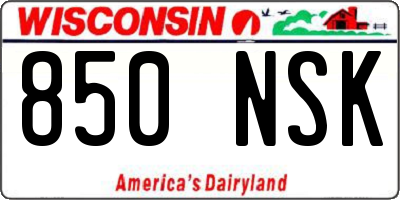 WI license plate 850NSK