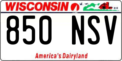 WI license plate 850NSV