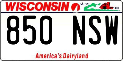 WI license plate 850NSW