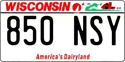 WI license plate 850NSY