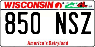 WI license plate 850NSZ