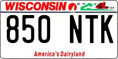 WI license plate 850NTK