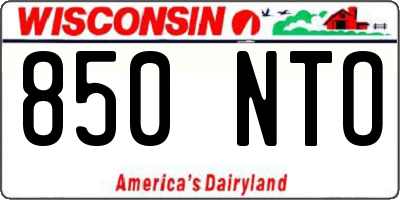 WI license plate 850NTO