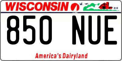 WI license plate 850NUE