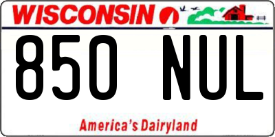 WI license plate 850NUL