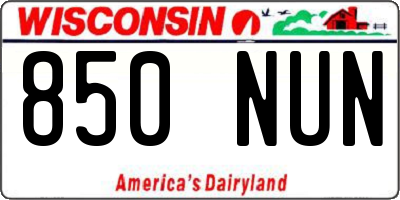 WI license plate 850NUN