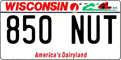 WI license plate 850NUT