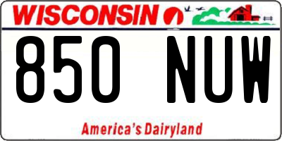 WI license plate 850NUW