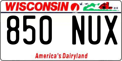 WI license plate 850NUX