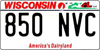 WI license plate 850NVC