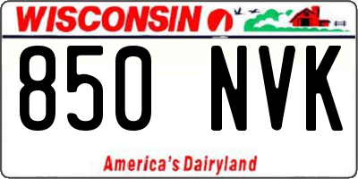 WI license plate 850NVK