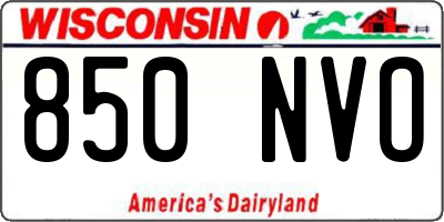 WI license plate 850NVO