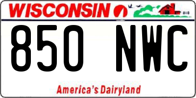 WI license plate 850NWC