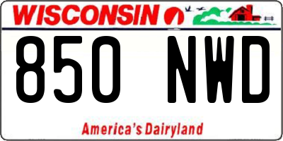WI license plate 850NWD