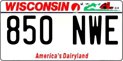 WI license plate 850NWE