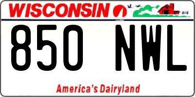 WI license plate 850NWL
