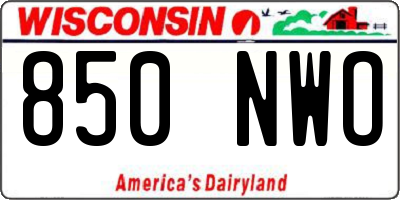 WI license plate 850NWO