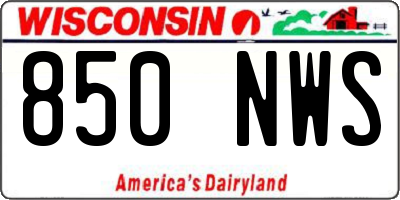 WI license plate 850NWS