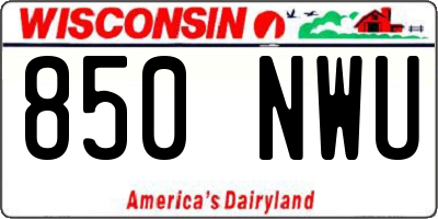 WI license plate 850NWU