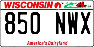 WI license plate 850NWX