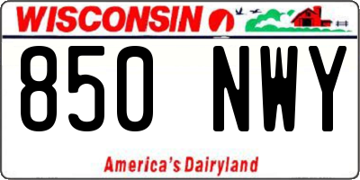 WI license plate 850NWY