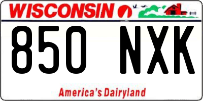 WI license plate 850NXK