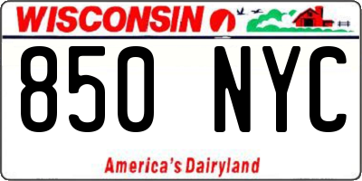 WI license plate 850NYC