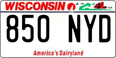 WI license plate 850NYD