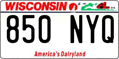 WI license plate 850NYQ