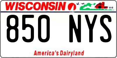 WI license plate 850NYS